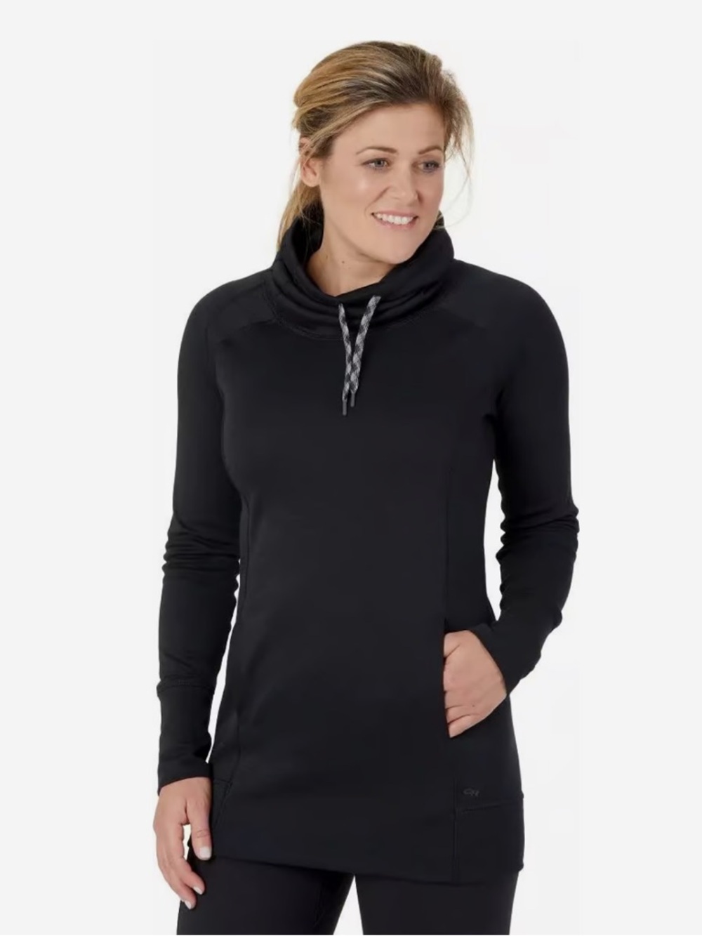 Outdoor Research Cedarosa Pullover Tunic Top Wool Black Cowl Hiking Camping M